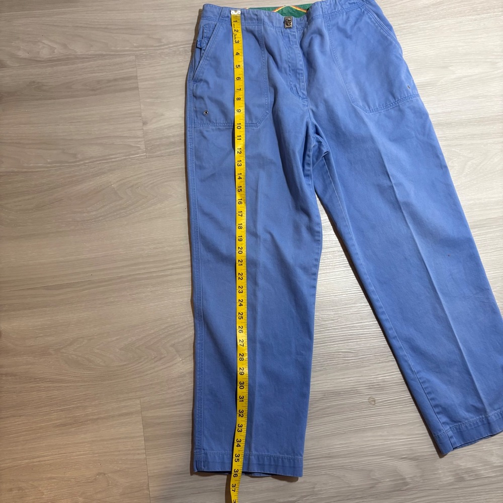 Lauren Ralph Lauren Pant Women Blue Cotton Twill Straight Leg Patch Pocket Siz 8 - Picture 4 of 16